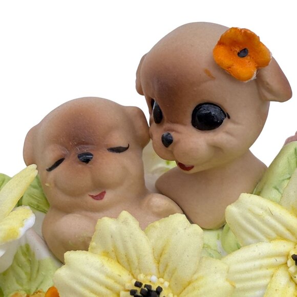 Vtg Josef Originals Puppy Dogs Basket of Love Georgian Fine Bone China Figurine - Picture 2 of 9